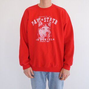 Vintage Paw State Huskies Red Graphic Athletic Crewneck Sweatshirt XL